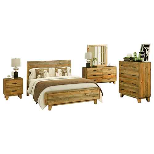 Woodstyle Solid Timber 5 pcs Bedroom Suite in Rustic Texture